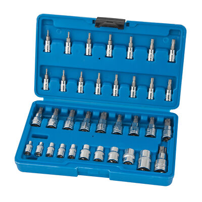 35pc E Tamper Proof Security Star Female 1/4 3/8 1/2 External Socket Torx Bit