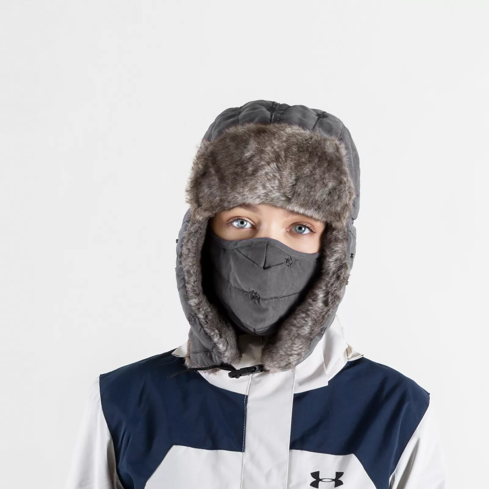 Winter Thermal Fur Lined Aviator Hat with Ear Flap Full Face Cover for Men Women