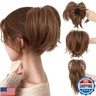 SEGO Claw Clip Short Ponytail Extension Messy Bun Hair Piece With 4 Bendable Metals DIY Synthetic Fake Hair Bun For Women 8 Inch-#12 Light Chocolate Brown