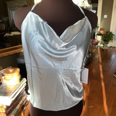 Lanston Blue Rayon/Viscose Halter Top Large NWT