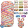 400g Tshirt Yarn for Crochet,Rainbow T Shirt Soft Elastic Fabric Chunky Thick T-Shirt Crochet Yarn for Crocheting Knitting Beginner Hand Knitting for Bag/DIY Craft/Home Decor-Yellow Orange Purple
