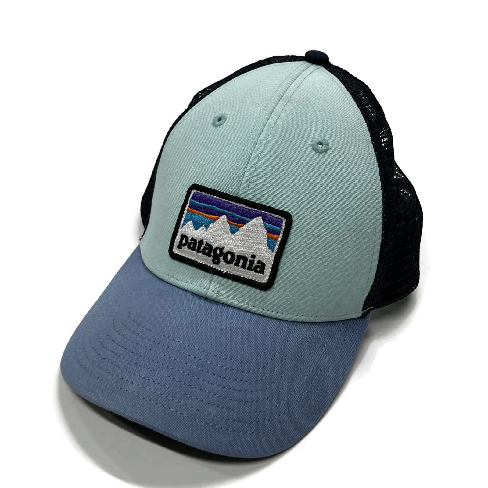 Patagonia Fitz Roy P-6 Logo Trucker Hat Blue Blue Adjustable