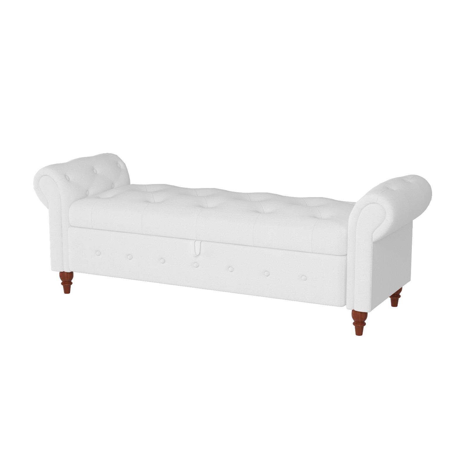 Modern Velvet Upholstered End of Bed Bench Storage Ottoman Seat with Rolled Arms