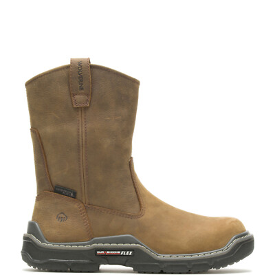 Мужские широкие рабочие ботинки Wolverine Raider Durashocks WP 10 Wellington коричневого цвета 11,5