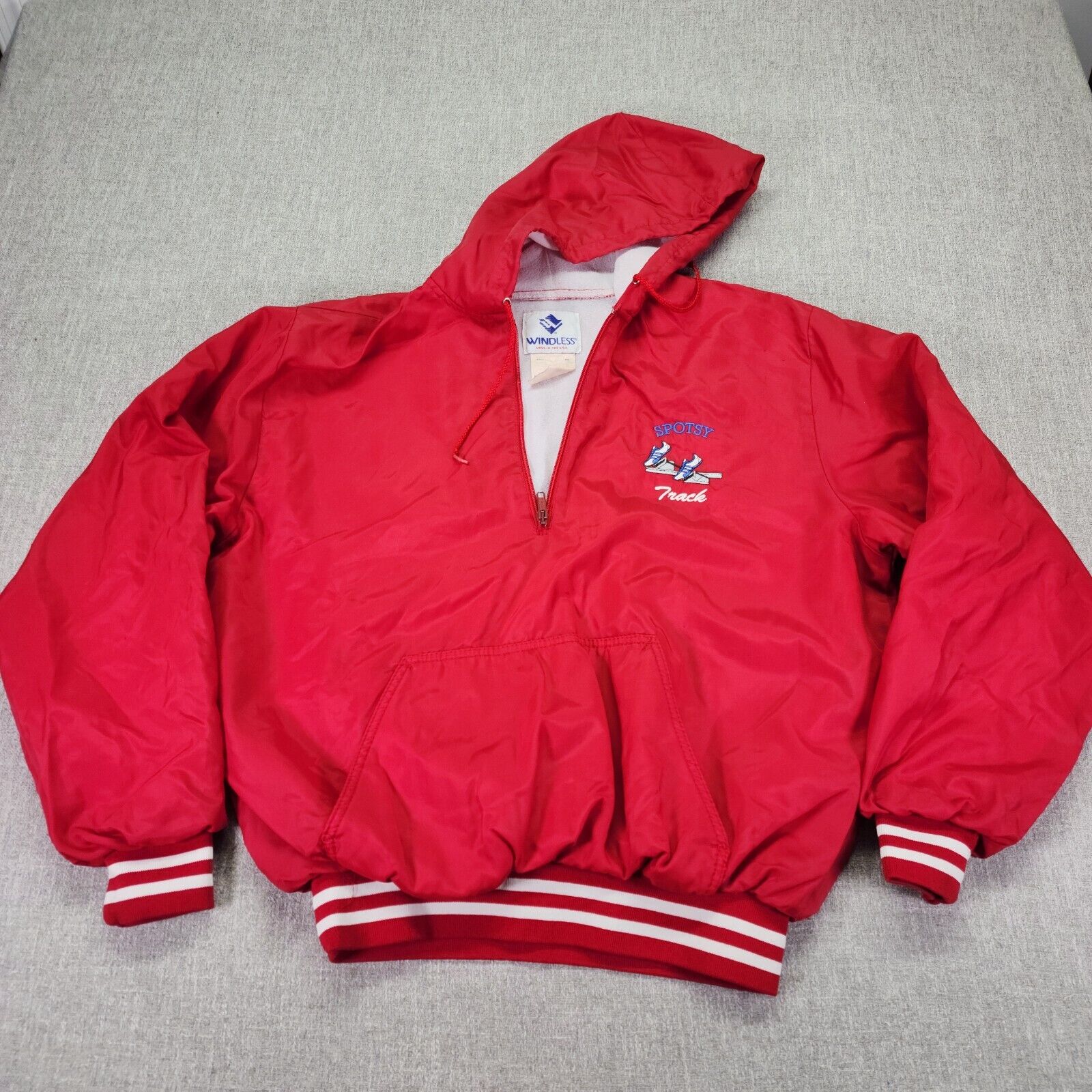 VTG Windless Spotsy Track Jacket Men Medium Red 1/4 Zip VTG Windless Spotsy Track Jacket Men Medium Red 1/4 Zip