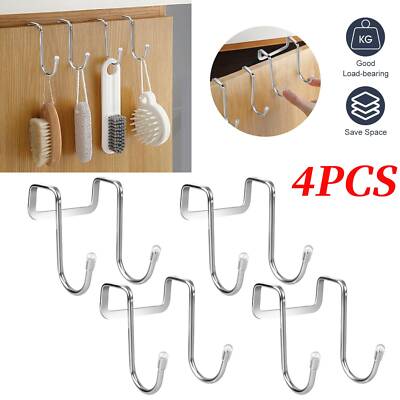 4Pcs Double S Over the Door Hooks Rack Drawer Storage Holder Coat Hat Bag Hanger