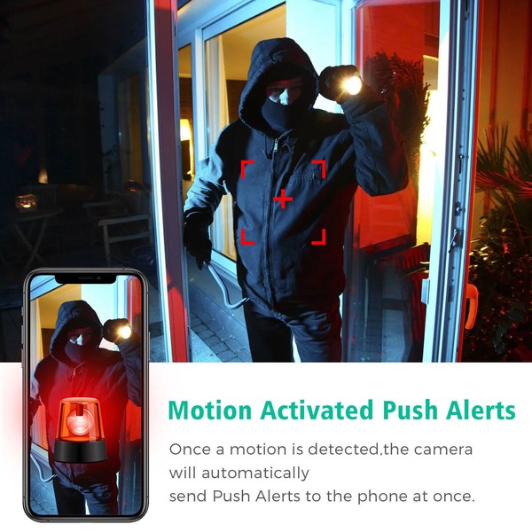 Security camera detecting intruder at night.