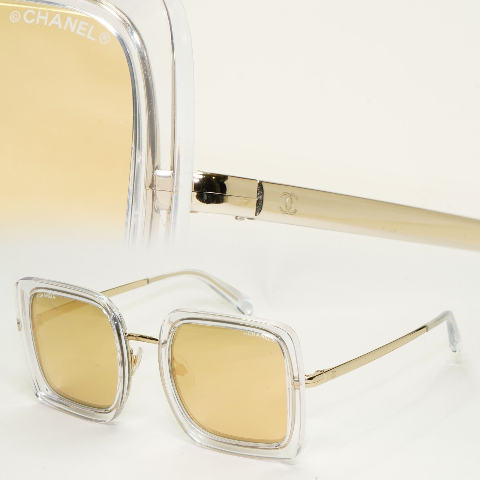 CHANEL シャネル ミラーサングラス スクエア vintage 4240 Chanel Sunglasses Silver Mirror Grey Transparent Square 4240