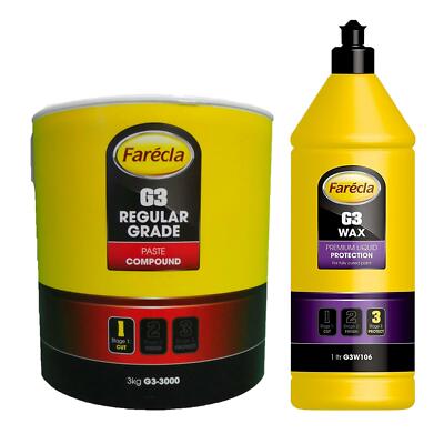 Farecla G3 3kg Abrasive Compound & Farecla G3 Premium Wax Liquid 1 Litre Kit