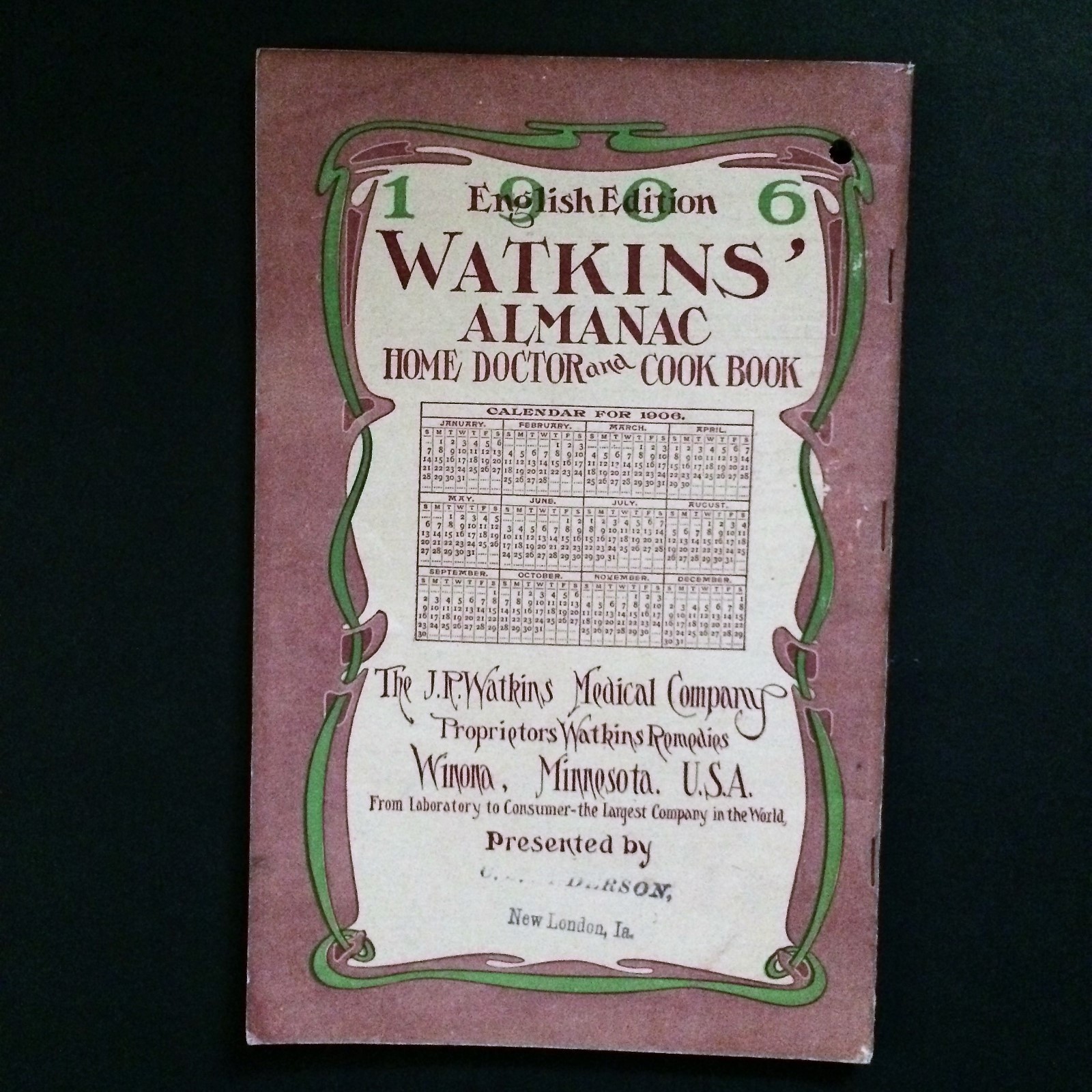 Watkins 1906 Almanac Home Doctor and Cook Book Remedies Medical Recipes Spices