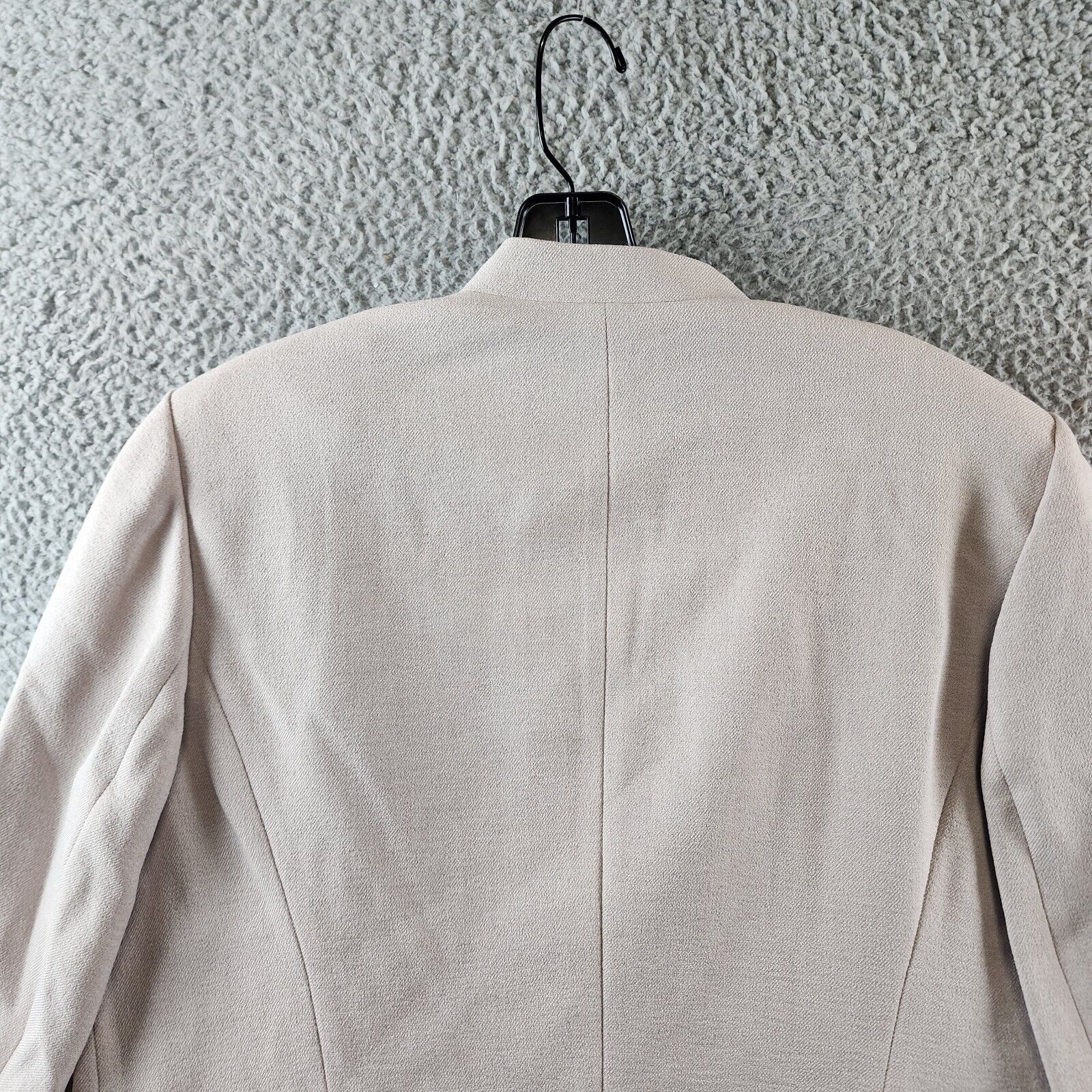 Kasper Pebbled Crepe Blazer Women's 14 Summer Straw Two Front Zip Pockets L/S - Picture 6 of 15