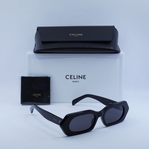 Pre-owned Celine Cl40243i 01a Shiny Black/smoke 51-18-135 Sunglasses Authentic In Gray