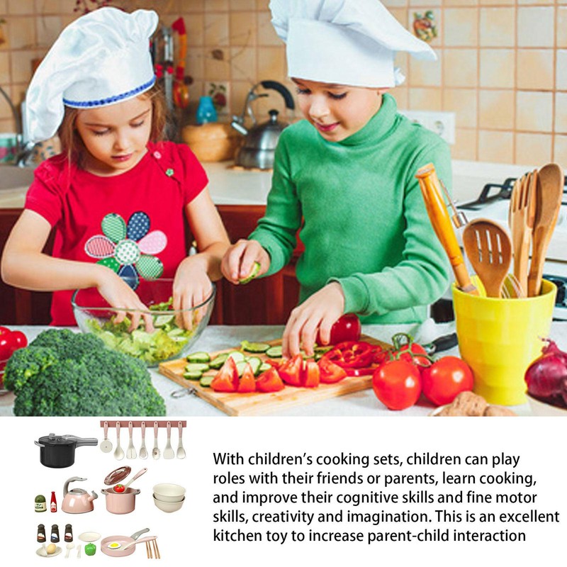 32PCS Kids Play Kitchen Accessories Toys Cooking Set Cookware & Vegetables