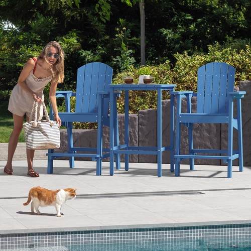 25" Tall Adirondack Chairs Poly Bar Height Balcony Chairs for Deck Pool Patio