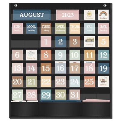 Boho Calendar Pocket Chart for Classroom Cards Add-On School Supplies Teacher De
