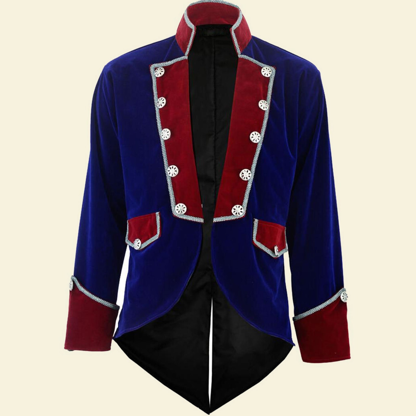 Pre-owned Handmade Men's  Blue/red Brocade Vladimir Tuxedo Jacket