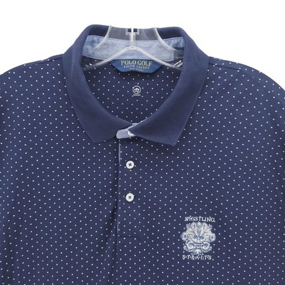 POLO GOLF RALPH LAUREN Whistling Straits Polo Shirt Navy White Dots EUC Size XL