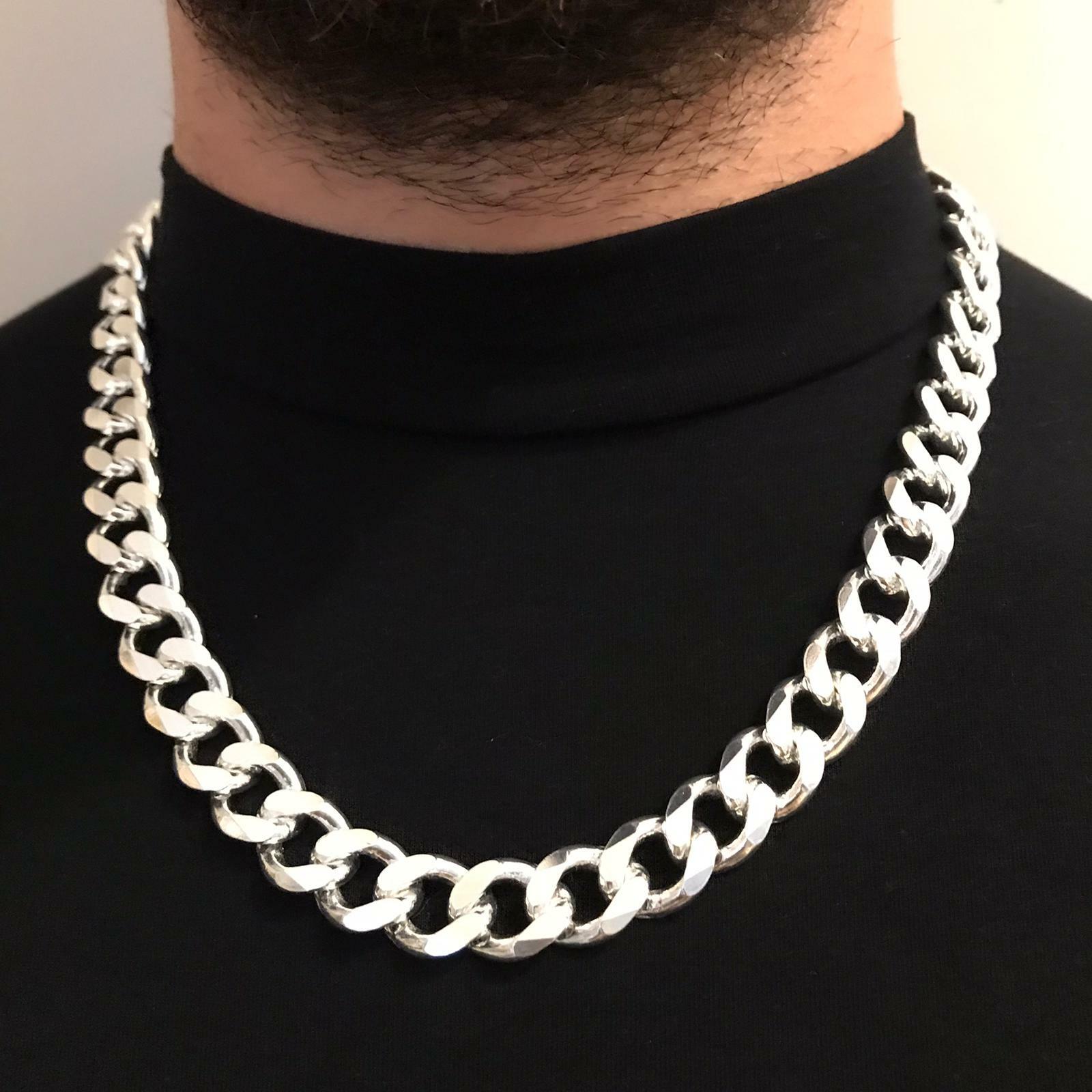 Pre-owned Handmade 925 Sterling Silver Mens Cuban Tight Curb Chain Necklace 13.5mm 162gr 24inch