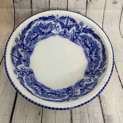 Ceramic Red Vintage Divided Serving Bowl Large White Oval with Folksy Floral Motif in Blue SALE Yellow