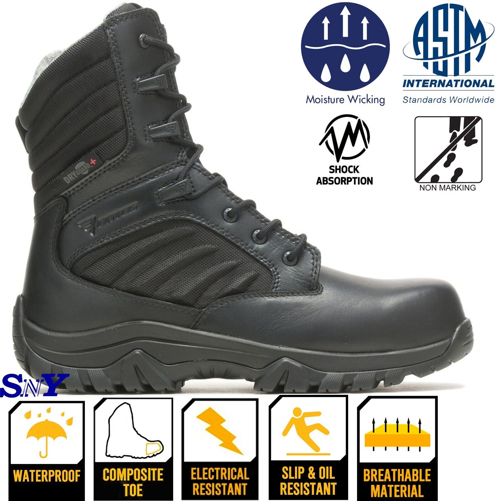Pre-owned Bates 8" Men's Tactical Waterproof Boots Nano-composite / Soft Toe Eh Astm Rated In Black