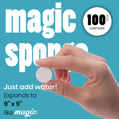 100 Pack Magic Tissue / Compressed Towel  Washcloths for Travel Camping