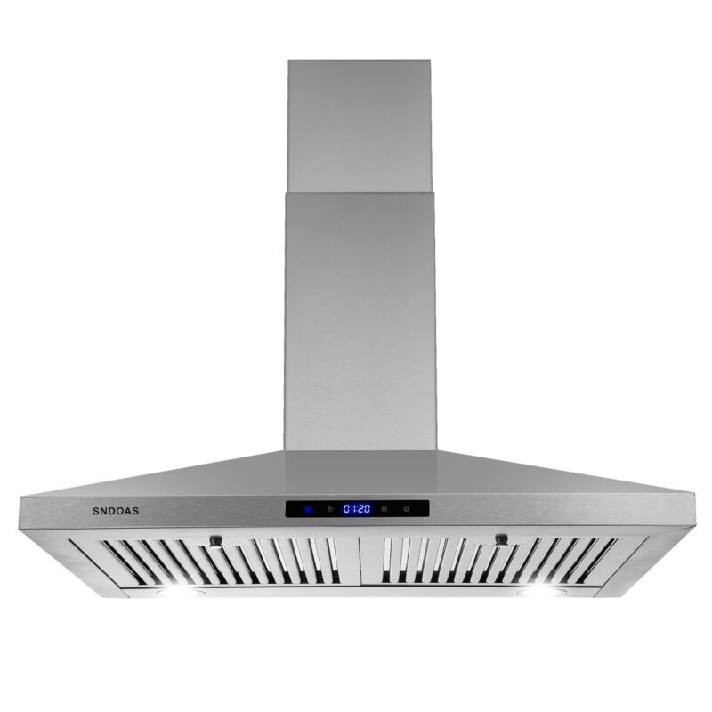 30 Inch Kitchen Range Hood Wall Mounted 350 Cfm Touch Control Vented Lcd Display