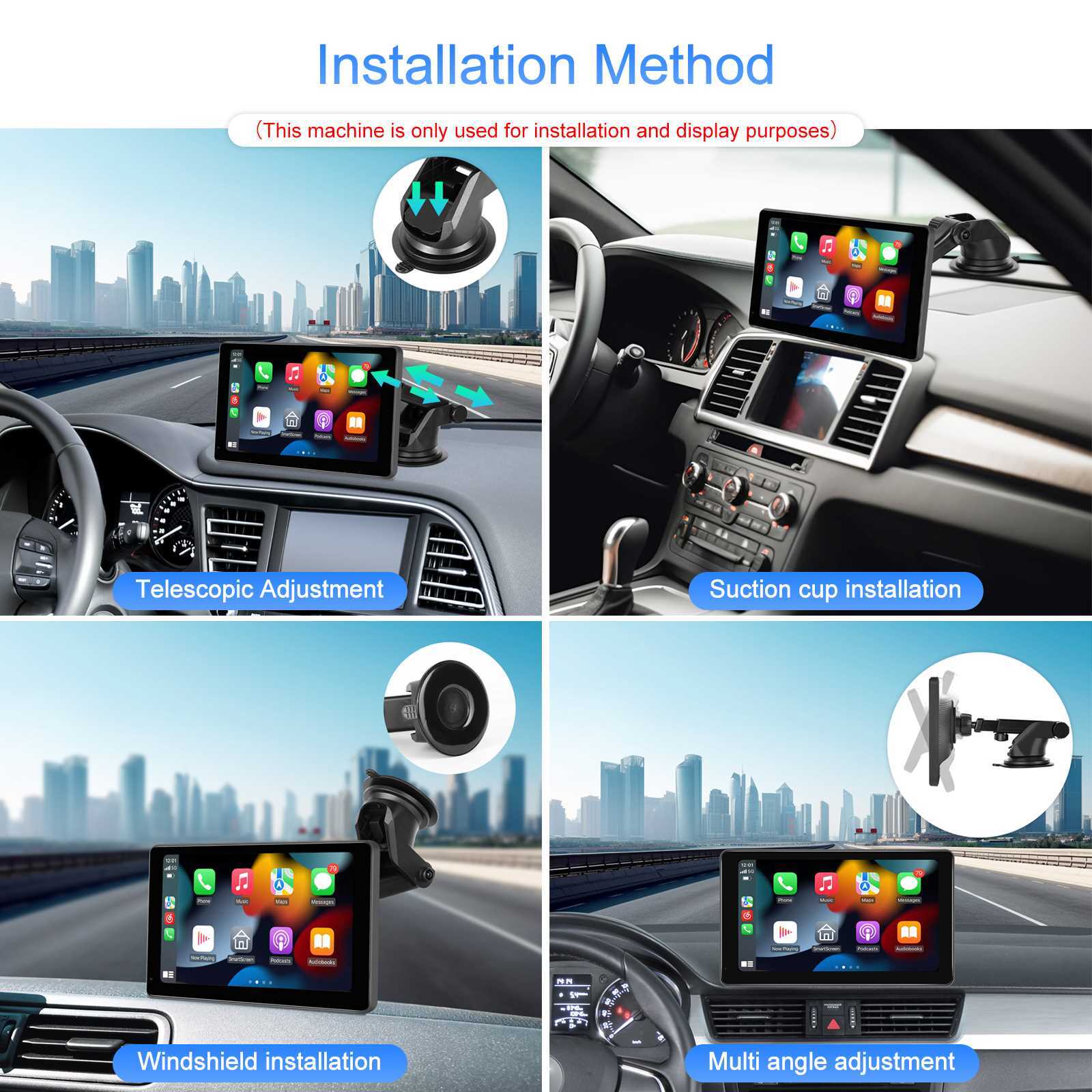 7" Portable Wireless Apple Carplay Car Stereo Android Auto BT Touch Screen Radio