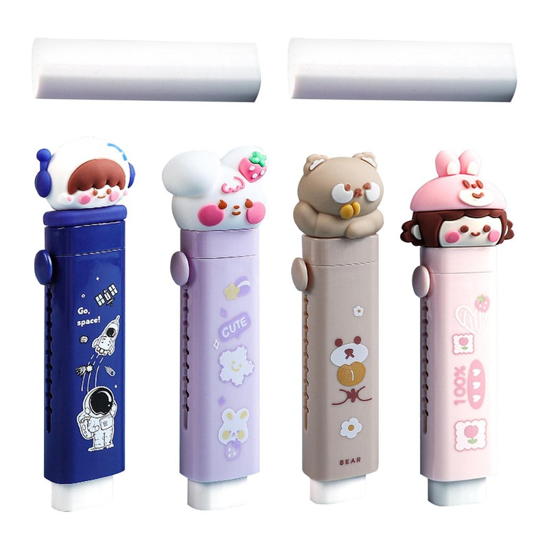 Erasers Cat Paw Shaped Retractable Erasers Adorable For Kids
