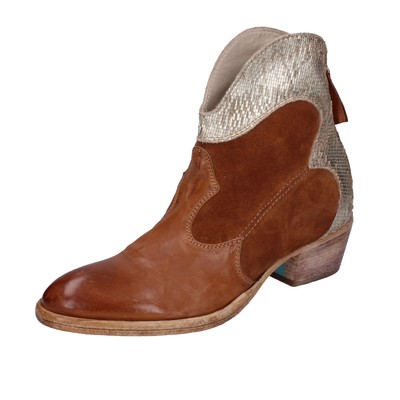 shoes women MOMA ankle boots brown suede platinum leather BH280