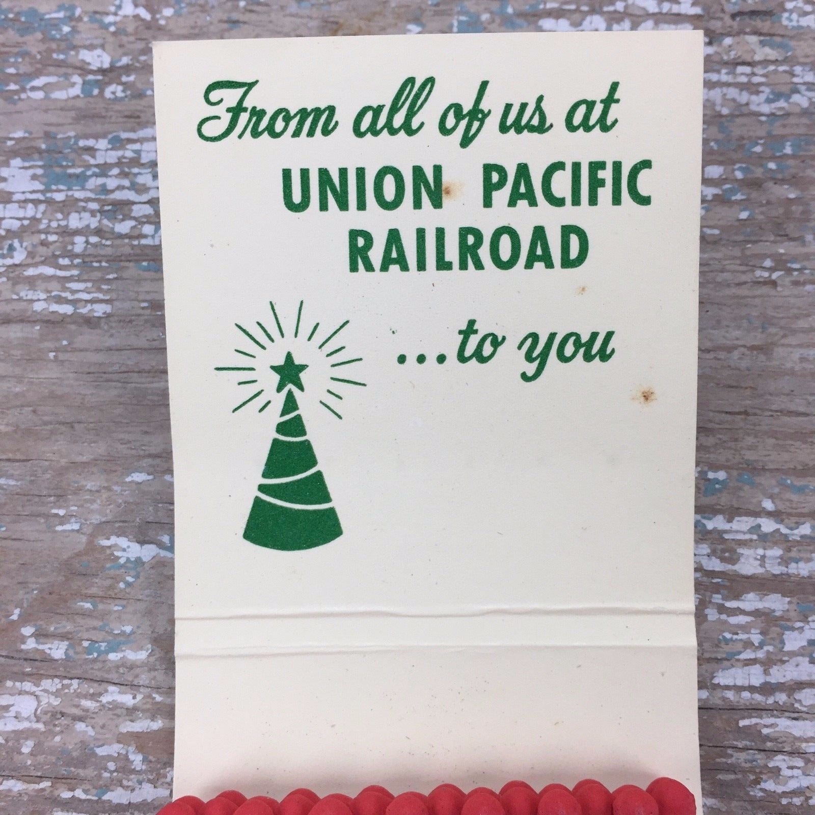 Vintage Union Pacific Railroad Matchbook, Season's Greetings, Happy Holidays