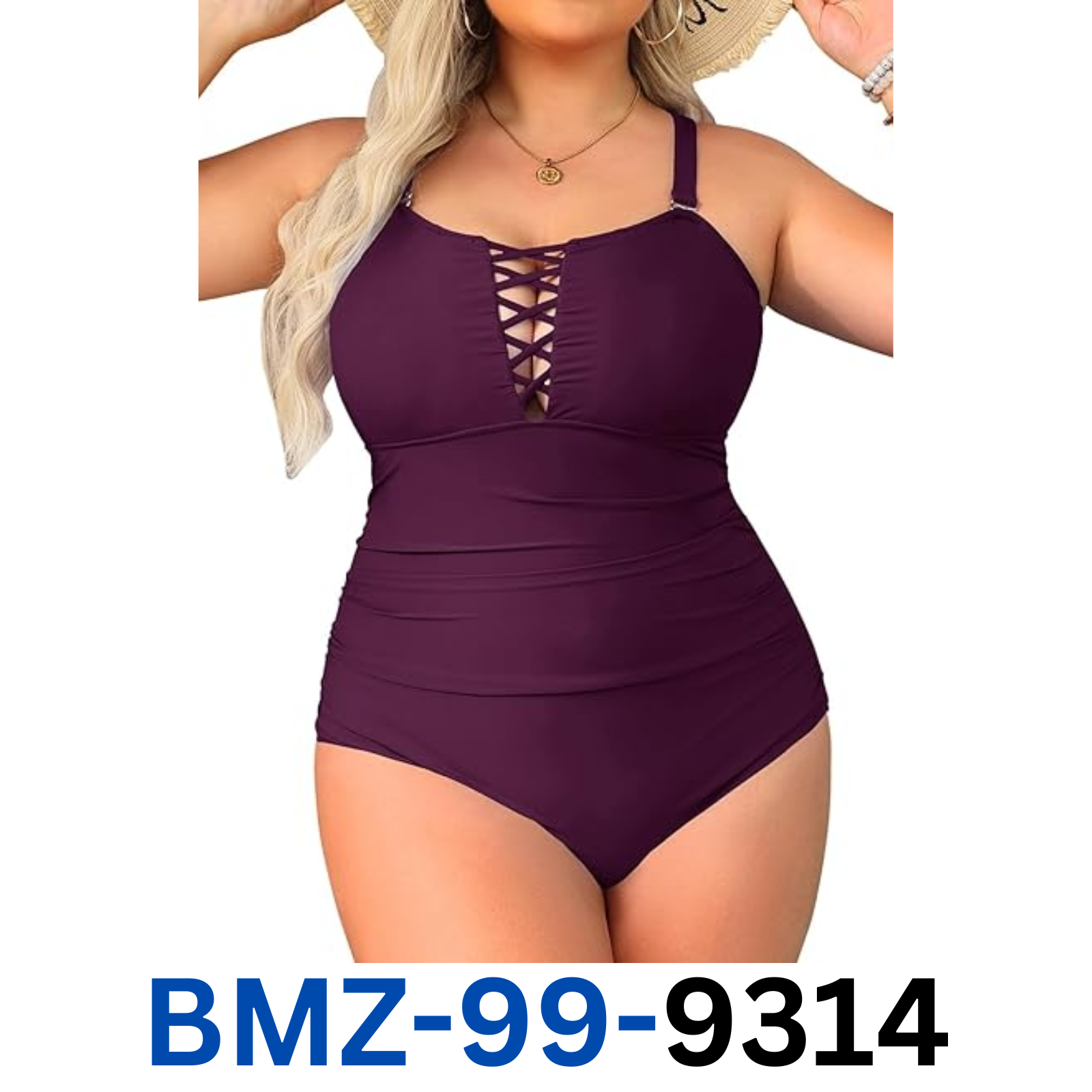 Yonique Plus Size One Piece Pull On Women Suit Slimming Swimwear Purple ,2XL