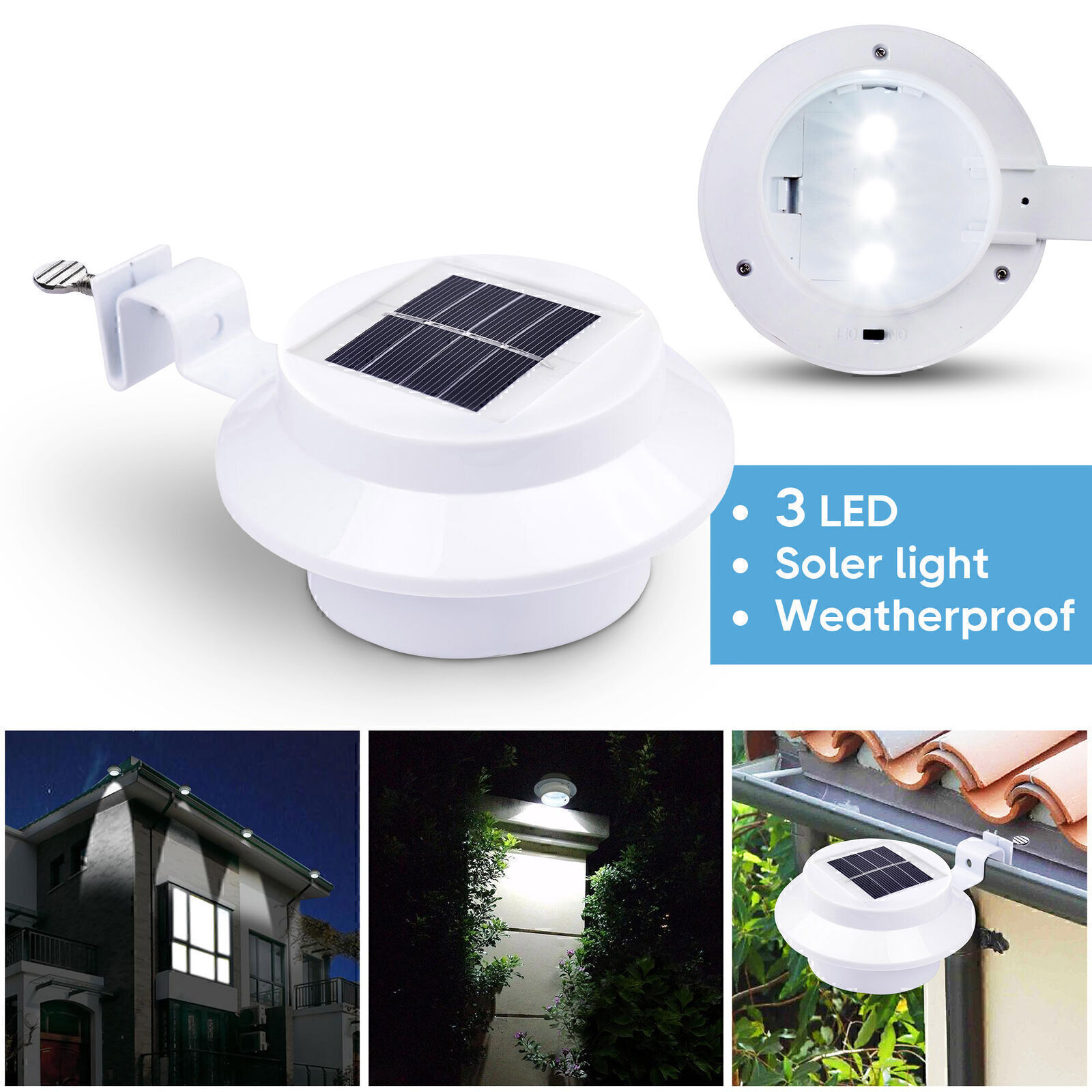 Waterproof Solar Power LED Outdoor Gutter Fence Wall Lights Pathway Deck Doorway