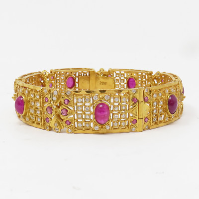 Indian jewelry バングル NYJEWEL 22k Yellow Gold Indian Style 14mm Wide Thick Bangle