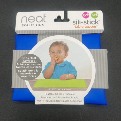Neat Solutions Reusable Non-Slip Sili-Stick Child Kids Table Mat Topper- Blue