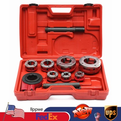 BSPT7 Pipe Threader Threading 3/8 to 2'' Dies Ratches set  With Handle 7 Size