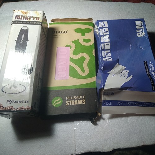 PowerLix Milk Pro Frother & Otago Reusable Straws & Box of Food Gloves 100 count