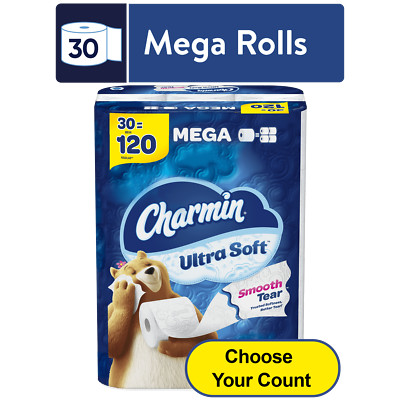 Charmin Ultra Soft Toilet Paper 30 Mega Rolls, 224 Sheets per Roll