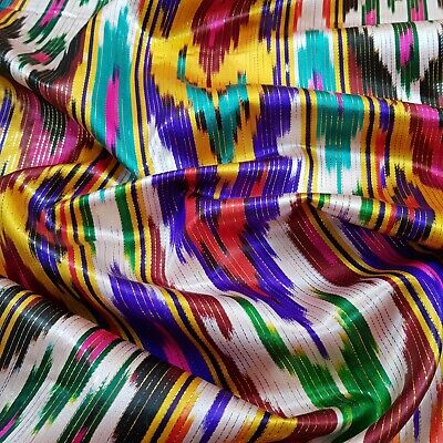 Indian Asian Oriental hand woven fabric by the yard Traditional Uzbek fabric Vintage Ikat Silk fabric Tribal kaftan fabric