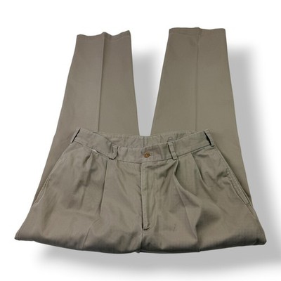 Bills Khakis M2P Men 34x32 Pleated Front Cotton Chino Pants Khaki Tan Made USA