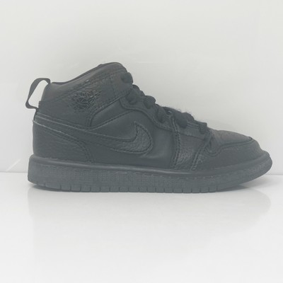 Nike Boys Air Jordan 1 Mid 640734-091 Черные баскетбольные кроссовки Кроссовки Размер 12C