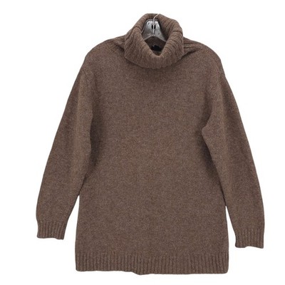 EILEEN FISHER 100% Baby Alpaca Turtleneck Sweater Brown Size SMALL