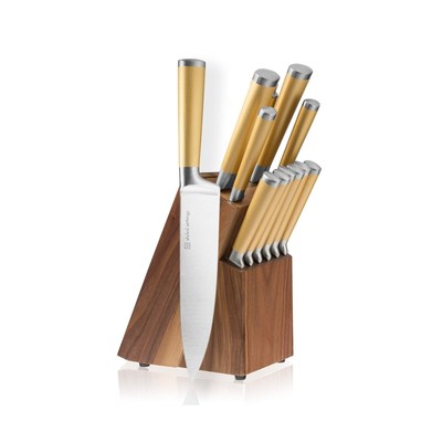 With Walnut Knife Block, 13-piece Kitchen Knives Stainless Ste...