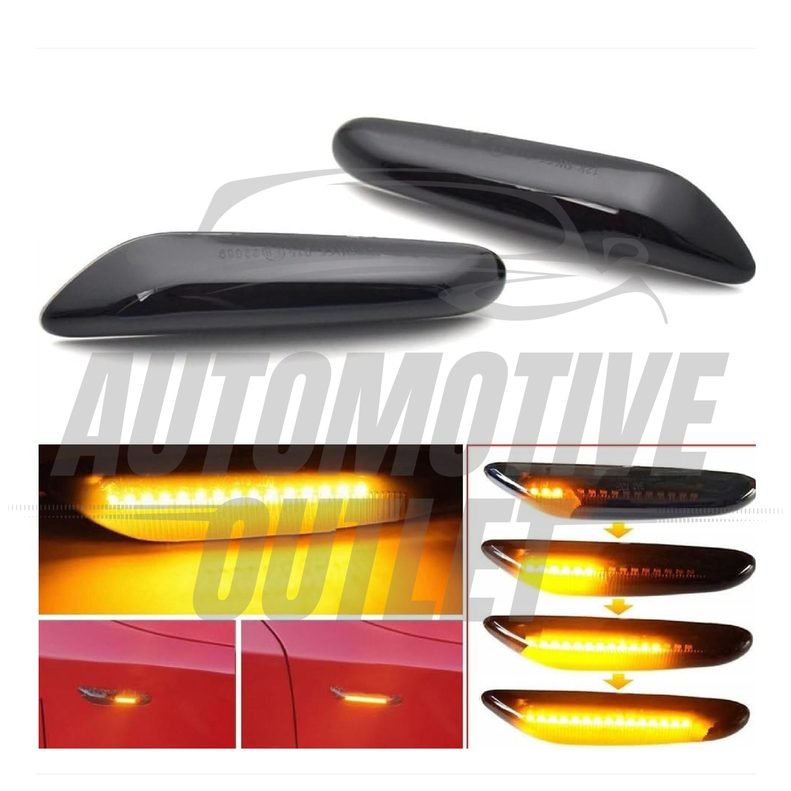 DYNAMIC LED SIDE MARKER SMOKED BLACK TURN SIGNAL FOR BMW E46 E90 E91 E92 E60 E87 5