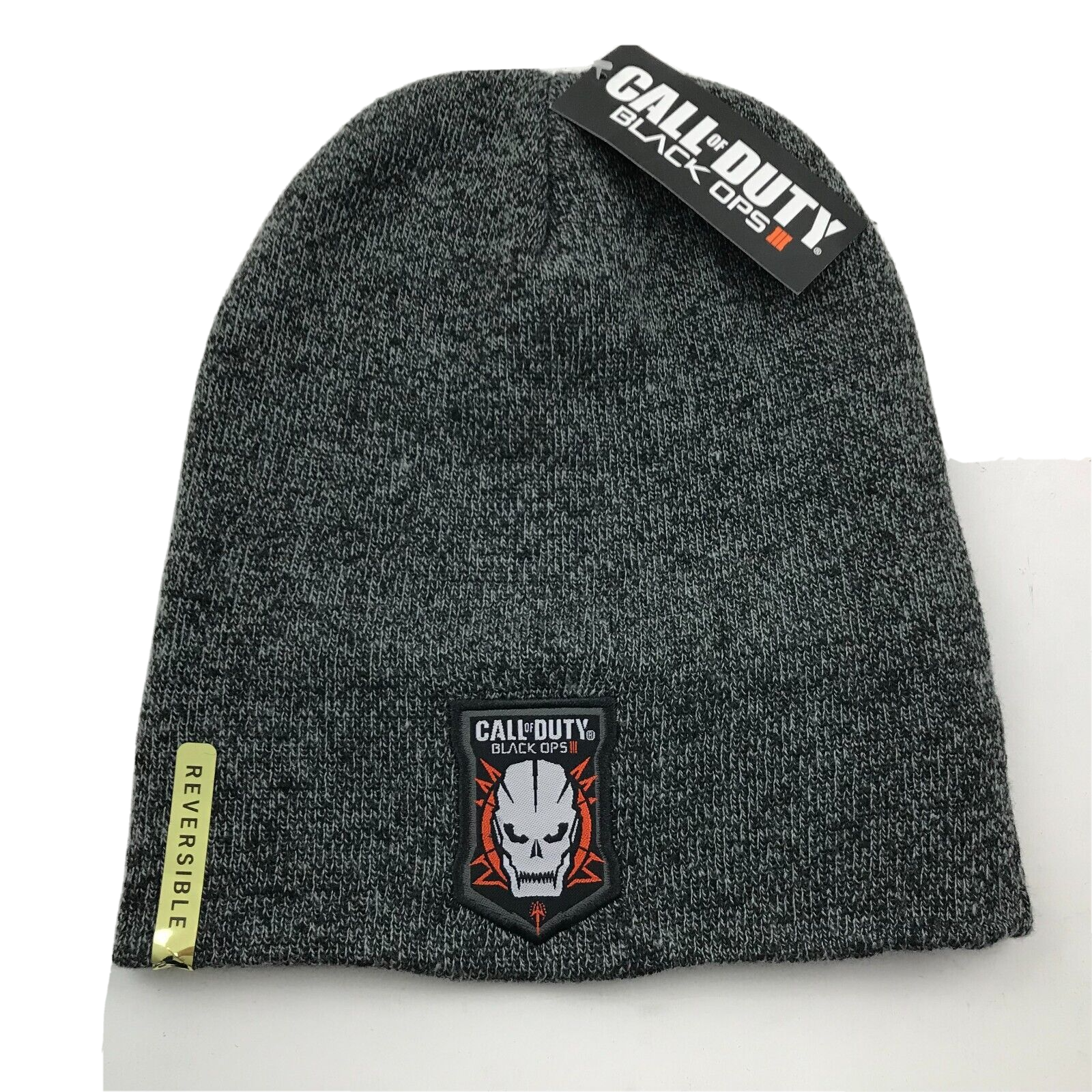 NEW Black Ops Beanie Hat Cap Gray Black Stretch Video Games NEW Black Ops Beanie Hat Cap Gray Black Stretch Video Games