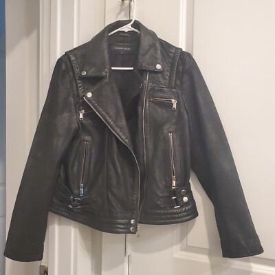 Wilson Leather Jacket Womens Size Large Black Cropped Biker 