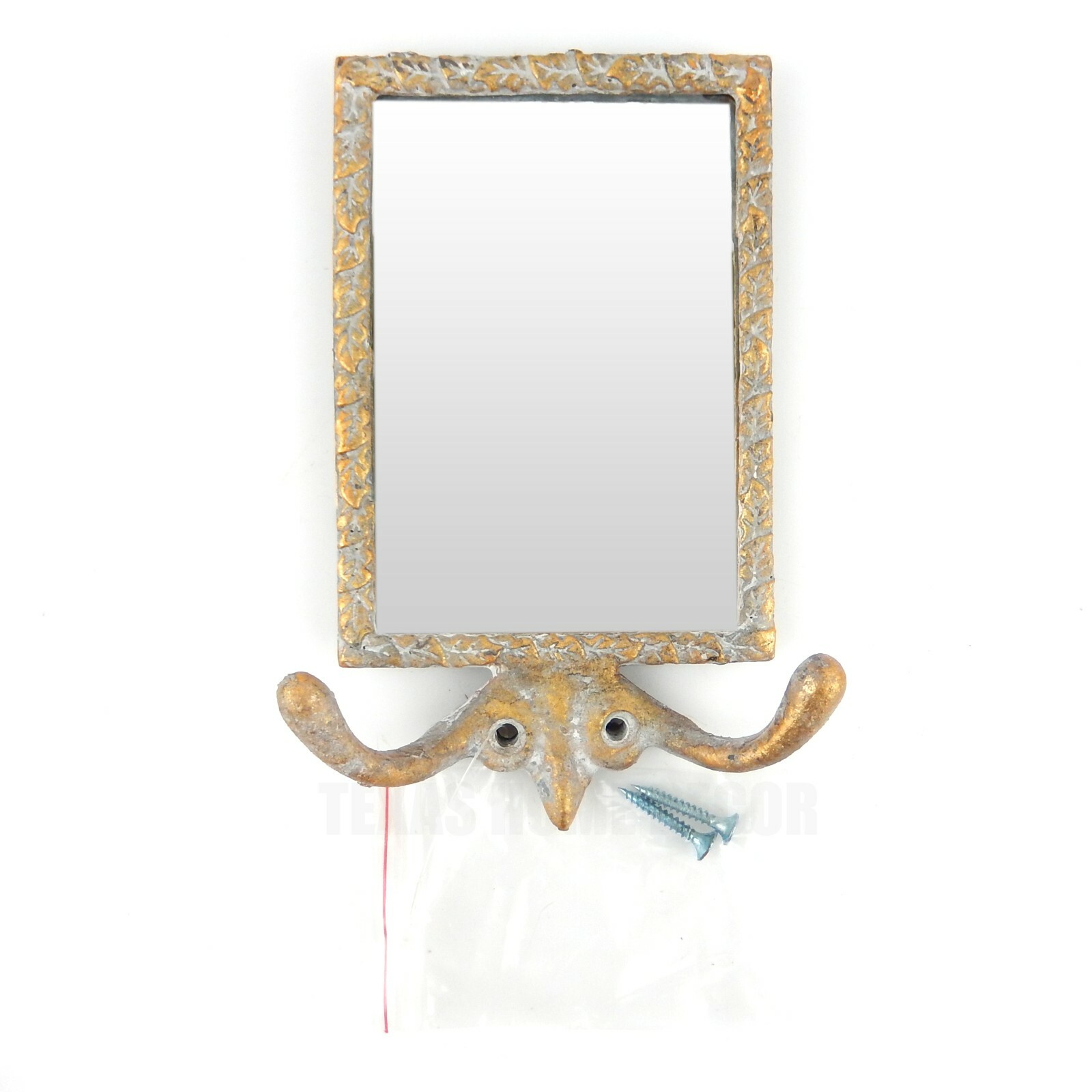 Mirror Double Wall Hook Metal Key Towel Coat Necklace Hanger Antique Style Gold 