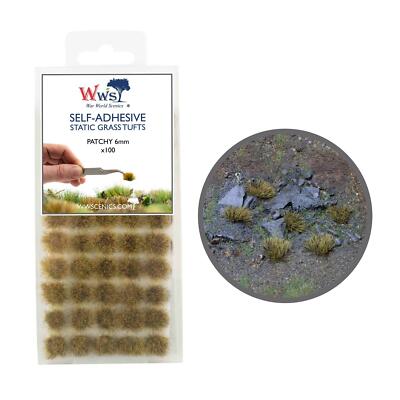 WWS Static Grass Tufts x 100 – Patchy, 6mm – Model Railway Wargame Scenery