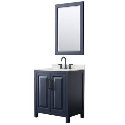 Wyndham Collection WCV252530S-QTZ-US3M24 Daria 30'' - Dark Blue / Giotto Quartz