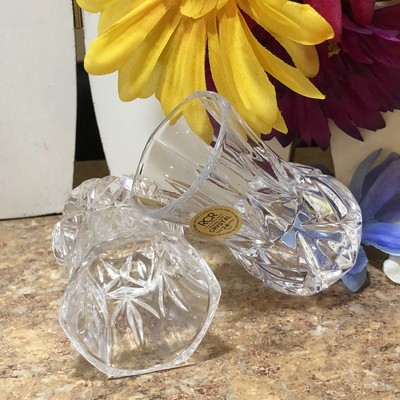 Set Of 2 Vintage RCR Royal Crystal Rock Linea G Pure Lead Crystal Bud Vases