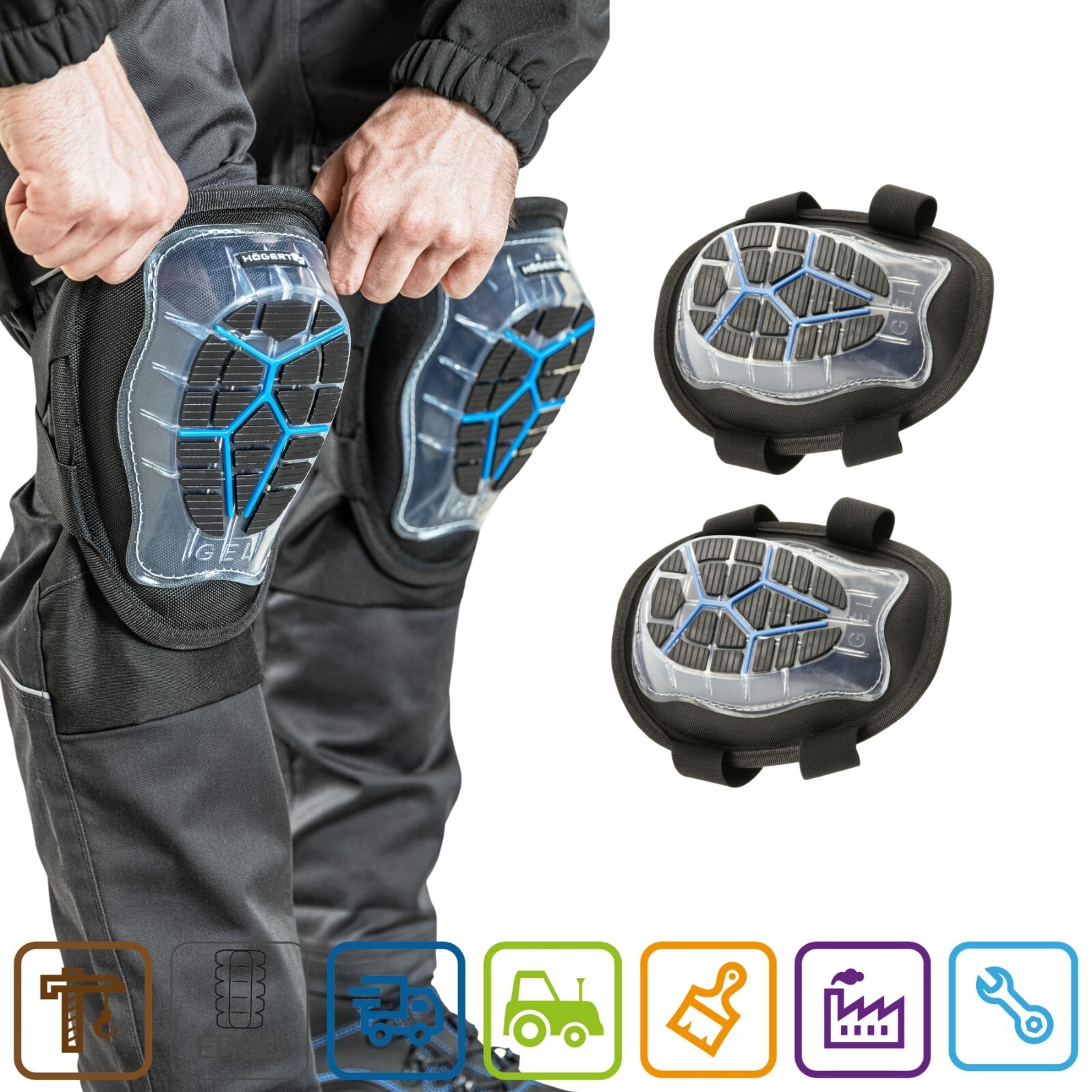 PROTECTING GEL Knee Pads PPE Safety Gardening Universal Pair Elastic Strap